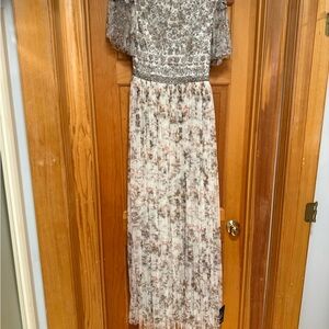 Needle & Thread Gray Floral Maxi Dress